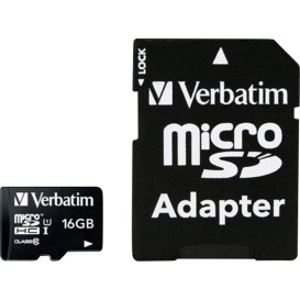 Karta pamięci Verbatim Premium MicroSDXC 16 GB + adapter 44082 - Class 10 UHS-I|U1, Czarna - zdjęcie 1